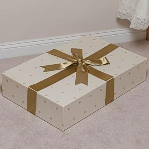 Gold Love Hearts Dress Wedding Dress Storage Box - Medium Gold Love Hearts Dress Wedding Dress Storage Box - Medium