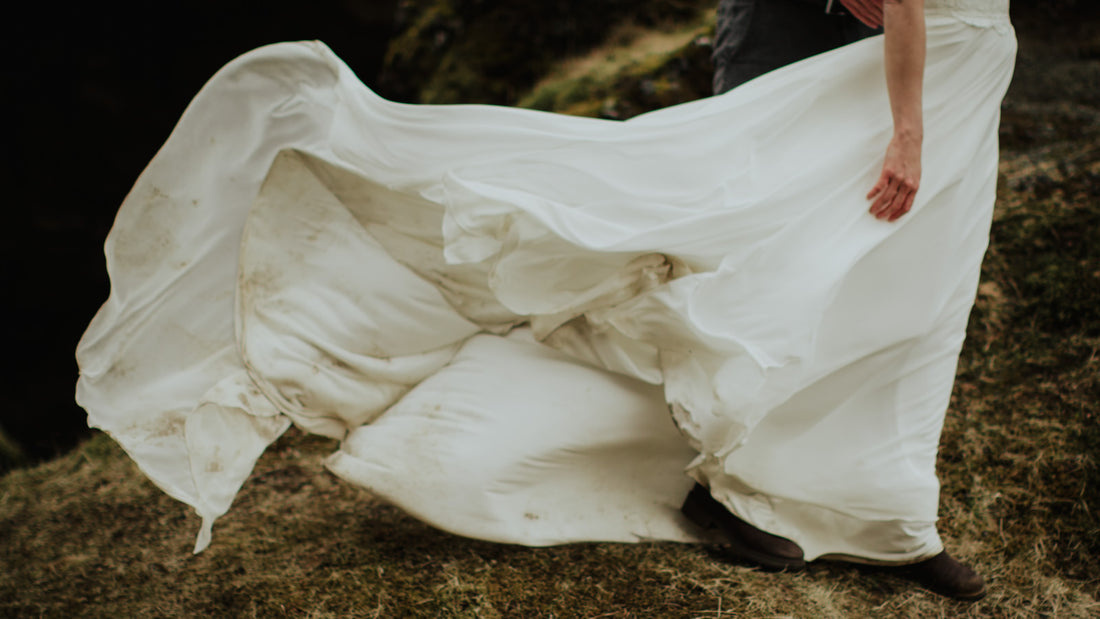How do you keep the bottom of your wedding dress clean?