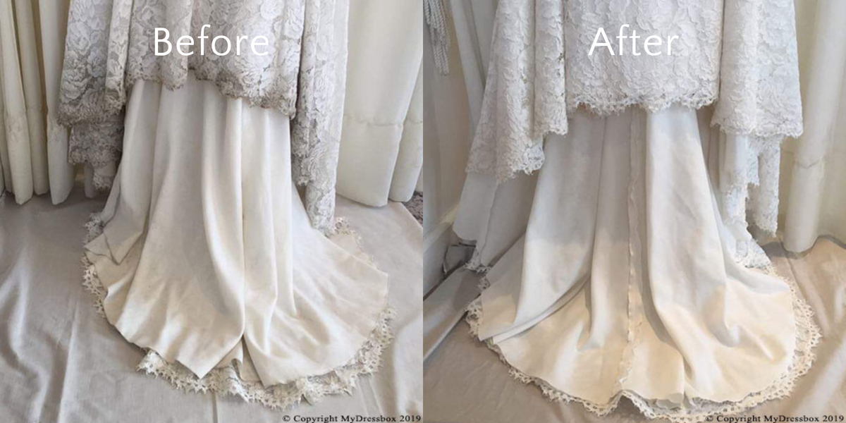 Wedding dress before cleaning